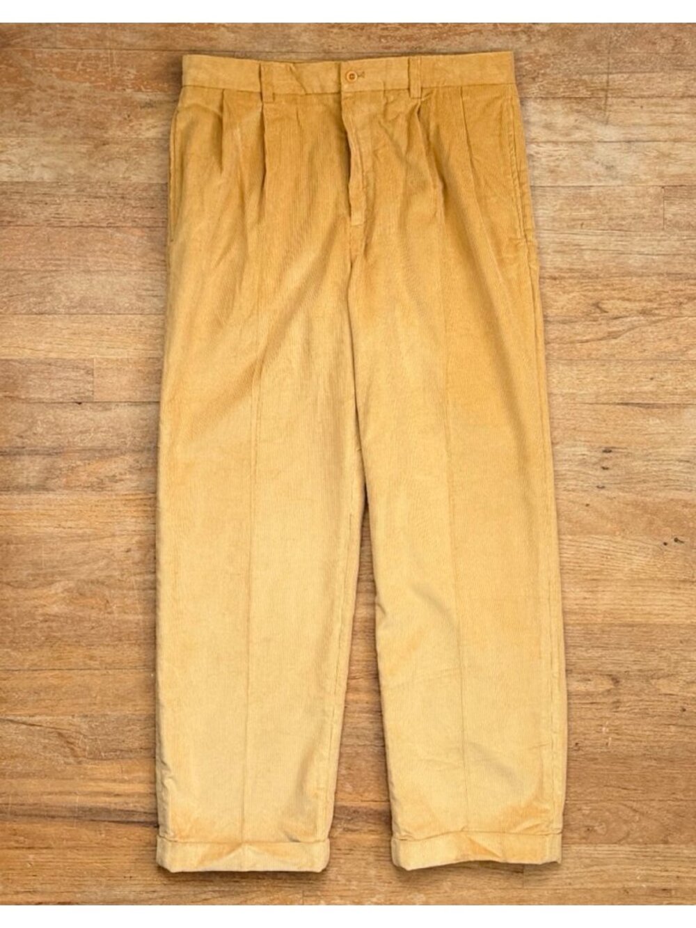Henry Jacobson Mens 34x30 Double Pleated Tan Corduroys Waled Pants Trousers   Br